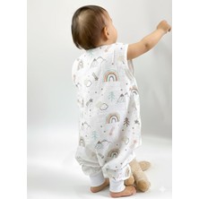 Mythriva Yazlık Müslin Uyku Tulumu, Bebek ve Çocuk Pamuklu Uyku Tulumu 0.5 Tog (Gökkuşağı Desenli, 0-6 Ay)