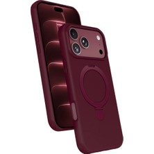 TeknoKapsül Apple Iphone 18 Pro Regal Magsafe Standlı Kapak - Bordo