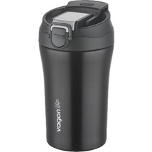 Mythriva Vagonlife Fiftyfifty Çift Kapak Sistemli Pipetli/pipetsiz 400ML Çelik Mug Siyah