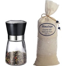 Mythriva Zencefil Organik 1 Kg. Iri Himalaya Tuzu Bez Torbada Beyaz Renk + Seramik Bıçaklı Değirmen Tuz/baharat Değirmeni