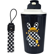 Mythriva 316 L Çelik Siyah Tavşan Figür 400 ml Kahve El Termos Mug CIN483SY