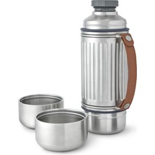 Mythriva Siyah+Blum - Yalıtımlı Explorer Flask Duo - Vakum Yalıtımlı 304 Paslanmaz Çelik Şişe, Sızdırmaz Kapaklı, Naylon Taşıma Kayışı ve Iki Çift Duvarlı Çelik Bardak - 24 Saat Sıcak ve Soğuk Tutar - 1l