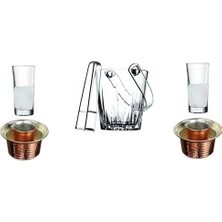 Mythriva Pasabahce 6 Parça Meşrubat Rakı Bardak Bakır Ehlikeyf Buz Kovası Seti 869541202214456