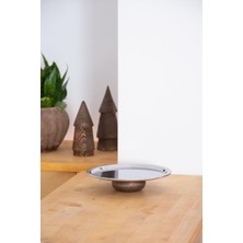 Mythriva Beige & Stone Ahşap Ayaklı Metal 23 cm Tatlı Meyve Servis/sunum Tepsisi