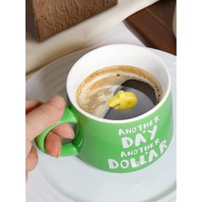 Mythriva Mukko Home Another Day Another Dollar Yeşil Porselen Kupa 350 ml Dolar Simgeli Sürprizli Bereket Motivasyon,yeşil