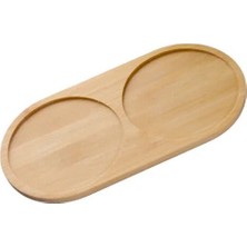 Mythriva Smartizi 2 Bölmeli Oval Doğal Bambu Sunum Tabağı - 23X12 cm Yuvarlak Hatlı Çerezlik, Sosluk ve Kahvaltılık