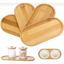 Mythriva Smartizi Oval Doğal Bambu Sunum Tabağı - 23X12 cm Yuvarlak Hatlı Düz Servis Tepsisi - Sushi, Tatlı ve Kahve Sunumluk