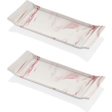Mythriva Setabianca Pembe Mermer Görünümlü 2li Kayık Sunum Tabağı 30 * 12 cm