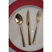 Mythriva Lugga Nida Gold Tatlı Çatal Kaşık Bıçak Takımı 6 Kişilik 18 Parça