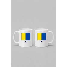 Bahriyeli Collection  K Harfi Sancak Baskılı Kupa Bardak