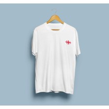 Bahriyeli Collection Oversize Georgia / Gürcistan Bayrağı Cep Tasarım Unisex T-Shirt