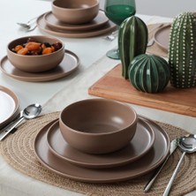 Mythriva Keramika Nordic Mat Toprak Taupe Yemek Takımı 18 Parça 6 Kişilik 977