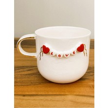 Mythriva Cw Celine's Wonders 24 Ayar Altın Detaylı, Kalp Kabartmalı, El Yapımı, Kalpli Mug, 300 Ml, Heart Mug, Love Mug