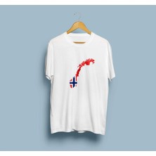 Bahriyeli Collection Oversize Norway / Norveç Haritası Tasarım Unisex T-Shirt