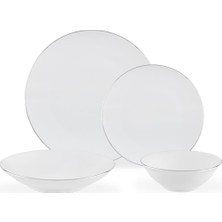 Mythriva Madame Coco Allons 6 Kişilik 24 Parça Yemek Takımı, Beyaz-Silver