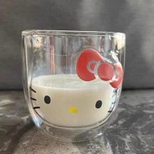 Mythriva Hello Kitty Çift Cidarlı Cam Kupa, 300ML, Şeffaf