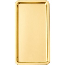 Mythriva Paslanmaz Çelik Sunum Tepsisi, Dikdörtgen, Gold, 33X18 Cm, Düz, Çay Kahve Tatlı Sunumu, 1 Adet