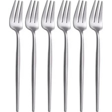 Mythriva Limon ve Fondü Çatalı Seti, Gümüş Renk, 6 Parça, Çelik, 13 Cm,