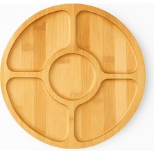Mythriva Bambu 5 Bölmeli Kahvaltı ve Çerez Sunum Tabağı, 28 cm Kahvaltı ve Çerez Tabağı 5 Bölmeli Doğal Bambu, Bambu Sunum Tabağı,velor Home.