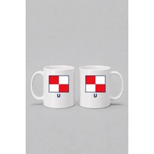 Bahriyeli Collection  U Harfi Sancak Baskılı Kupa Bardak