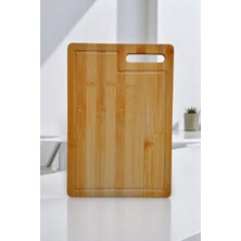 Mythriva New-Max Golden Bambu Serisi 32X22 cm Oluklu Antibakteriel Yıkanabilir Bambu Doğrama Tahtası