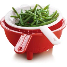 Mythriva Tupperware Kırmızı ve Beyaz Çift Süzgeç