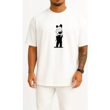 Bahriyeli Collection Oversize Brighton Graffiti Street Art Artist Göğüs Tasarımlı Unisex T-Shirt