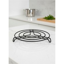 Mythriva Arvale Dekoratif Siyah Metal Nihale Servis ve Sunum Altlığı 21 cm Tepsisi Masa Dekoru