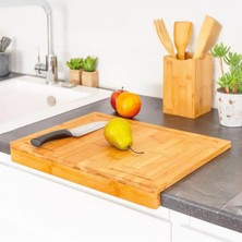Mythriva Deconox Tezgah Üstü Bambu Kesme Tahtası, Kaymaz Ekmek Tahtası, Kenarlı Kesme Tepsisi Orta Boy (35CM*25CM) - Tezgah Üstü Bambu Kesim Panosu Antibakteriyel ve Hijyenik, Dayanıklı ve Sağlam.