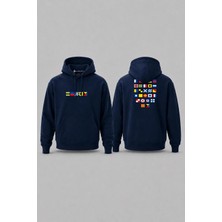 Bahriyeli Collection Kapüşonlu Kişiye Özel Isim Sancak Kodlaması Göğüs ve Sırt Baskılı Unisex Sweatshirt