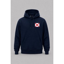 Bahriyeli Collection Kapüşonlu V Harfi Sancak Cep Baskılı Unisex Sweatshirt