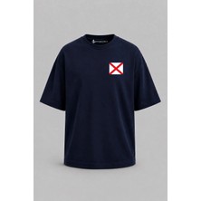 Bahriyeli Collection Oversize V Harfi Sancak Cep Baskılı Unisex T-Shirt