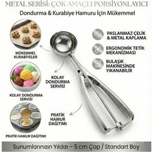 Mythriva Paslanmaz Çelik Tetikli Dondurma ve Kurabiye Kaşığı (Orta Boy 4.9 Cm)