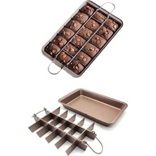 Mythriva 18 Bölmeli Brownie Kek Kalıbı Paslanmaz Çelik Yanmaz Yapışmaz Kek Kalıbı Fırın Tepsisi