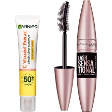 Mythriva Garnier C Vitamini Günlük Uv Korumalı Güneş Yüz Kremi SPF50 Görünmez Doku 40ML & Maybelline New York Lash Sensational Yelpaze Etkili Intense Black Maskara