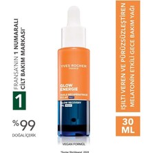 Mythriva Yves Rocher Glow Energie Melatonin Etkili Gece Bakım Yağı 30 ml - Işıltı Veren ve Pürüzsüzleştiren Antioksidan Botanik Kompleks Yüz Yağı