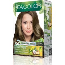 Mythriva Sea Color Amonyaksız, Vegan, Doğal, Besleyici Kalıcı Saç BOYASI%100 Beyaz Kapama (1 Paket 2 x 50 ml Boya & Oksidan) (Fındık Kabuğu 7.3)