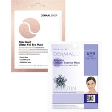 Mythriva Dermal 3 Katmanlı Rose Gold Göz Maskesi ve Beyazlatıcı, Nemlendirici ve Arındırıcı Arbutin Kolajen Maske Se