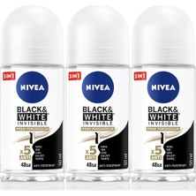 Mythriva Nivea Kadın Roll On Deodorant Black&white Invisible Ipeksi PÜRÜZSÜZLÜK,48SAAT Koruma 50MLX3