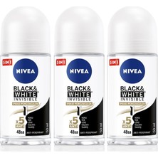 Mythriva Nıvea Kadın Roll-On Deodorant Black&white 50ML, 48 Saat Koruma, X3 Adet