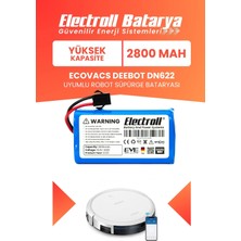 Electroll Ecovacs Deebot DN622 Uyumlu Batarya (Yüksek Kapasite) 2800MAH Pil Robot Süpürge Bataryası