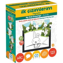 Mythriva Ca Games Ilk Çizimlerim Hayvanlar Eğitici 10 Resimli ve 40 Parça Yapbozlu Boyama - Etkinlik Oyunu