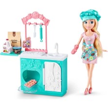 Mythriva Sparkle Girlz 27 cm Aşçı Bebek ve Mutfak Oyun Seti: 4 Renk Oyun Hamurlu Dönen Mikserli Açılır Fırınlı ve Kurabiye Kalıplı Fırıncı Kız Çocuk Evcilik ve Rol Yapma Aktivite Oyuncak Seti