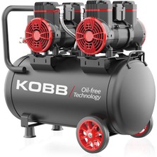 Mythriva Kobb KBK50S2 4.0hp 50LT 8bar Çift Motorlu Yağsız Sessiz Taşınabilir Hava Kompresörü