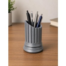 Mythriva Roma Sütunu Kalemlik, Dekoratif Masaüstü Düzenleyici, Gümüş, 10 cm x 7 cm | Pla 3D Baskı
