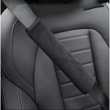 Mythriva Alcantara Kumaş Oto Emniyet Kemeri Pedi, Antrasit, 4 mm Süngerli, 26X6 Cm, Cırtlı, Yumuşak Süngerli, 2 Adet