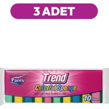 Mythriva Parex Trend 10'lu Rengarenk Düz Sünger Üçlü Paket