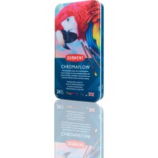 Mythriva Derwent Chromaflow Renkli Kalem, 24'lü Set, Metal Kutuda, 3,5 mm Uç Kalınlığı, Yumuşak Dokulu Karıştırılabilir, Çizim, Boyama ve Katman Için Ideal, Profesyonel Kalite, 2305857