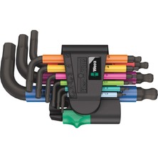 Mythriva Wera 05133164001 950/9 Hex-Plus Multicolour 2 L Anahtar Seti, Metrik, Blacklaser, 9 Parça