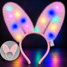 Go İthalat 3 Modlu LED Işıklı Peluş Tavşan Kulağı Pembe Renk (5477)